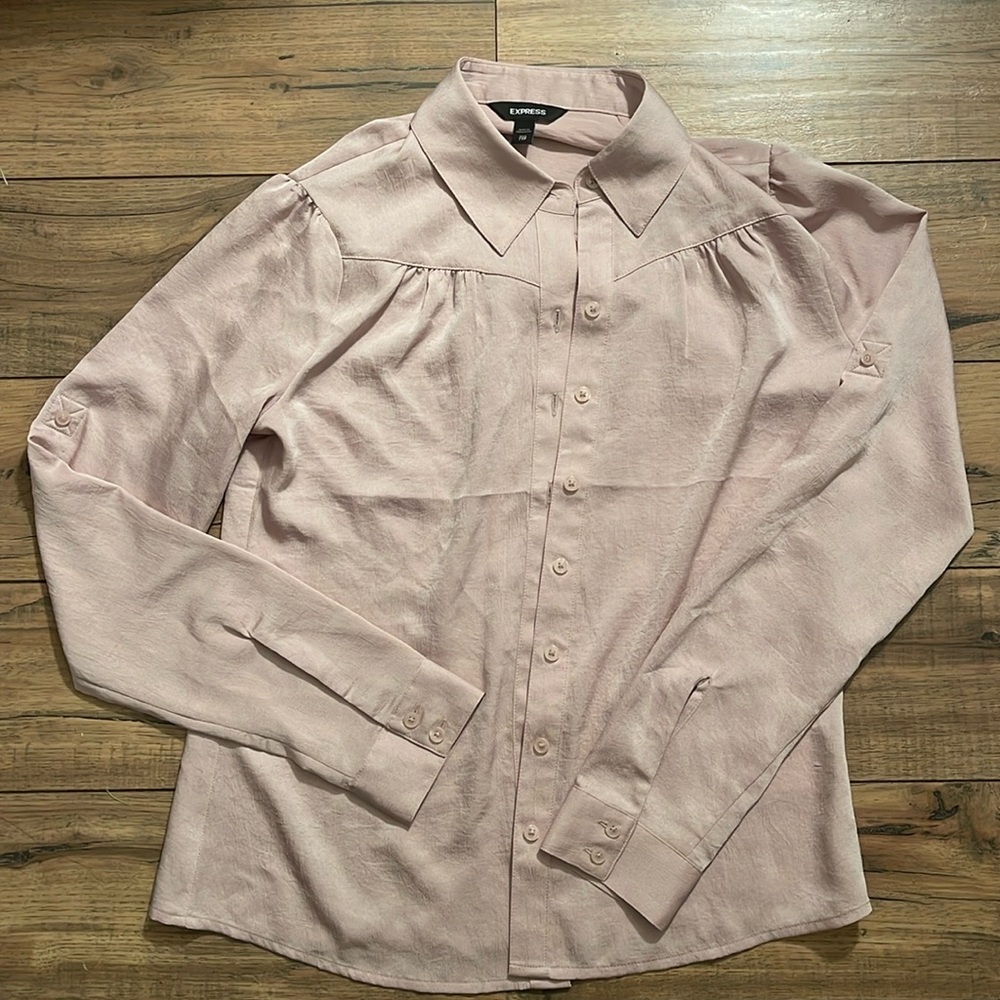Express Button Down Light Pink Size Xxs - image 1